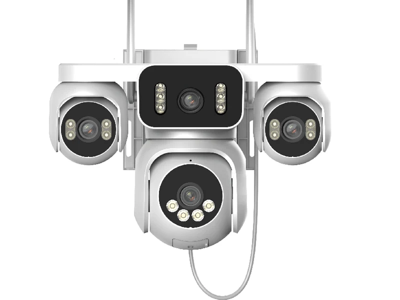 DDR 9560 quad camera head — three wide-view lenses and PTZ ball