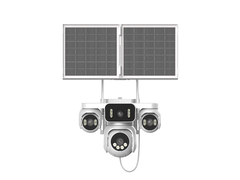 DDR 9560 quad-lens solar 4G camera with dual solar panels