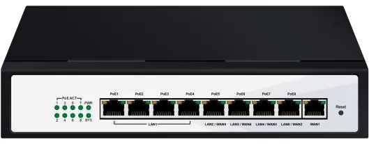 ZTE Wantong ISG RAC-8PL — 9×GE · 8×PoE 60 W · 32 AP
